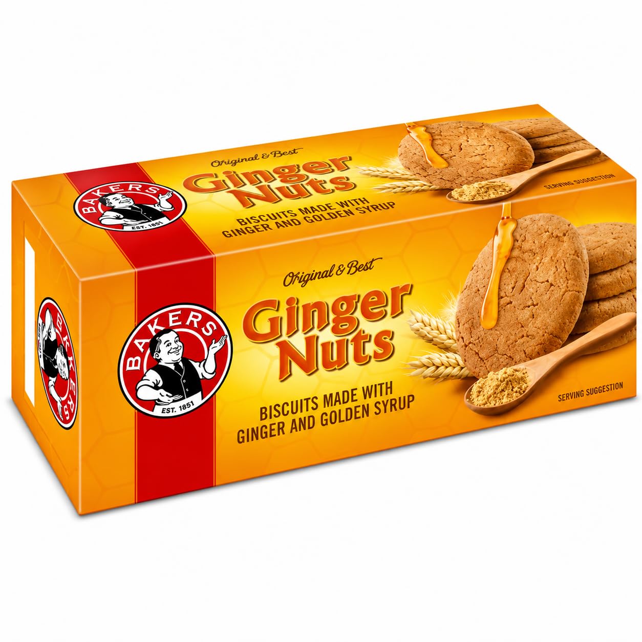 Ginger Nuts Biscuits Made with Ginger & Golden Syrup, Crunchy South African Cookies, Traditional Tea Biscuits, Sweet Ginger Cookies Snack for Tea Time, Imported International Biscuits Pack Bakers