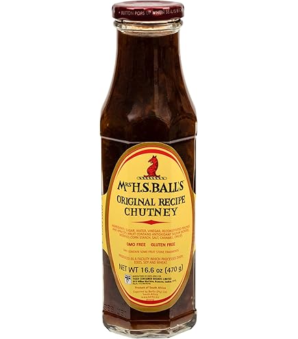 Mrs Balls Extra Hot Chutney – Authentic South African Hot Chutney, Spicy Fruit Condiment for Meats, Curries & Grilling – 16.6 oz (470g) Glass Bottle