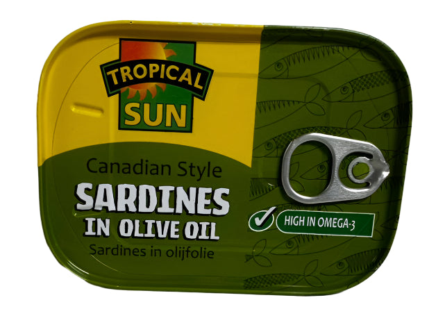 Tropical Sun Sardines in Olive Oil – Canadian-Style Canned Sardines with High Omega-3 - 6 pack