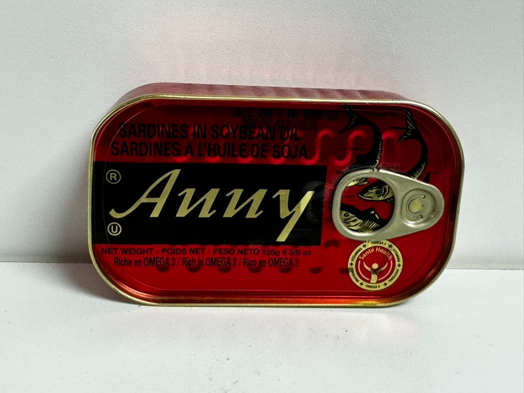 Anny Sardines in Soybean Oil – Premium Canned Sardines Packed with Omega-3 (125g) - 6pk