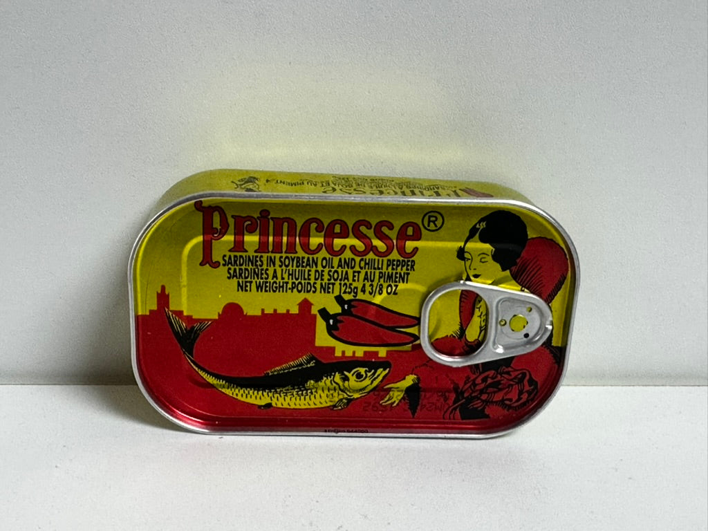 Princesse Sardines in Soybean Oil with Chili Pepper – Spicy & Flavorful Canned Sardines (125g) - 6pk