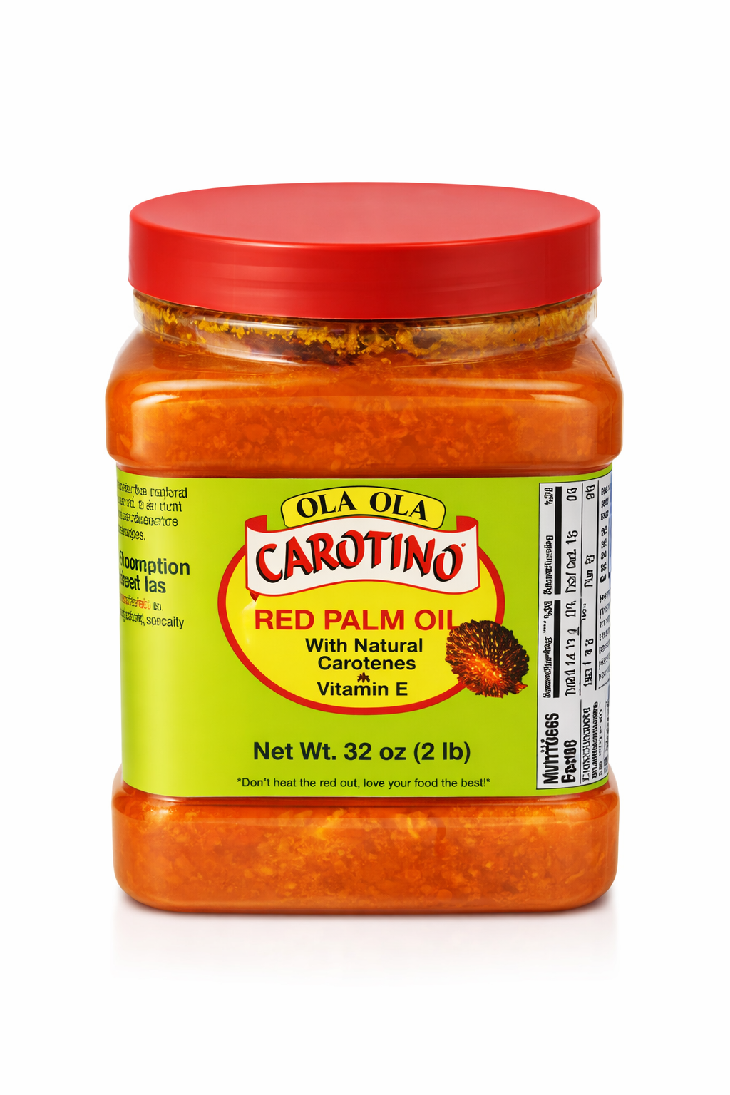 OLA OLA CAROTINO Red Palm Oil 32 oz (2 lb) – Unrefined Red Palm Cooking Oil with Natural Carotenes & Vitamin E – High Beta Carotene Palm Fruit Oil for Cooking, Frying, African & Asian Recipes, Keto Friendly, Non Hydrogenated