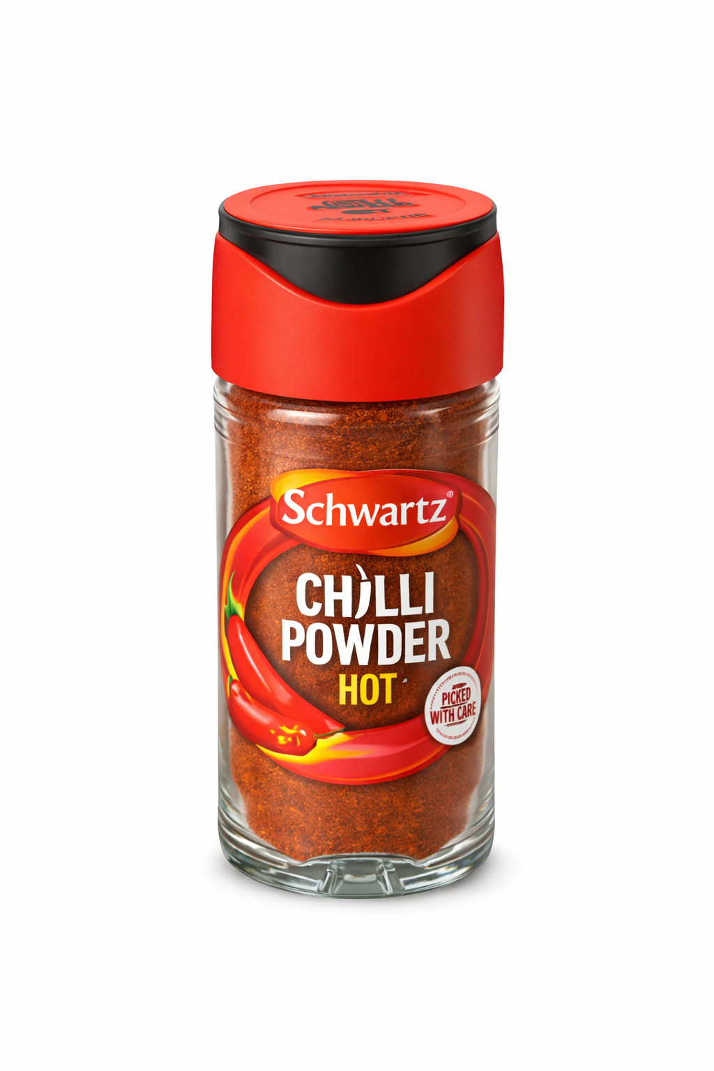 Schwartz Hot Chilli Powder Spice, Premium Ground Red Chili Pepper Seasoning, Bold Spicy Flavor for Cooking, Marinades, BBQ Rubs, Curry, Mexican, Indian & Asian Recipes, Fine Ground Hot Chili Powder Glass Jar Seasoning
