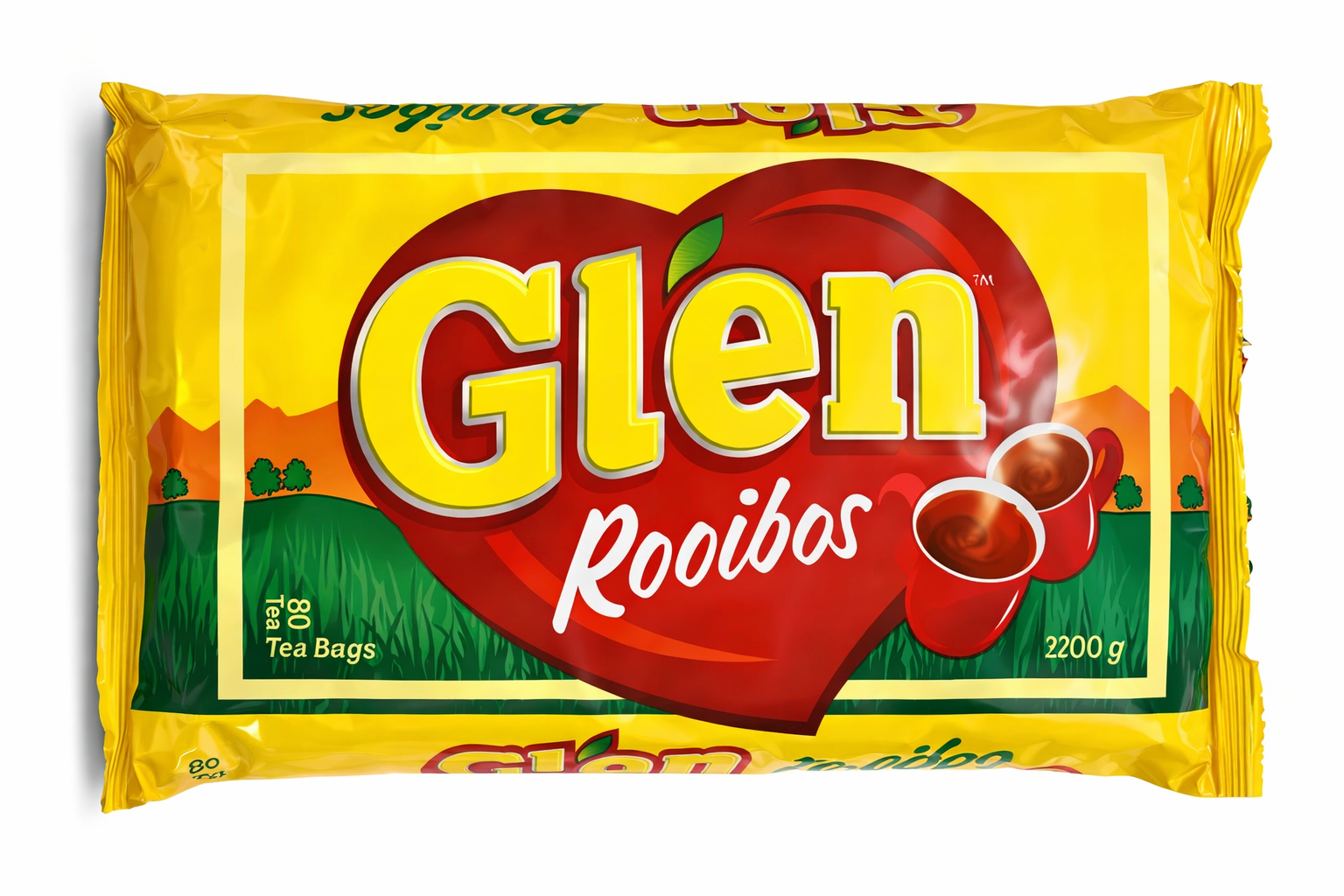Glen Rooibos Tea Bags 80 Count (220g) – Naturally Caffeine Free South African Rooibos Herbal Tea, Smooth Antioxidant Rich Red Bush Tea, Premium Herbal Infusion for Relaxation, Hot or Iced Tea, Bulk Value Pack