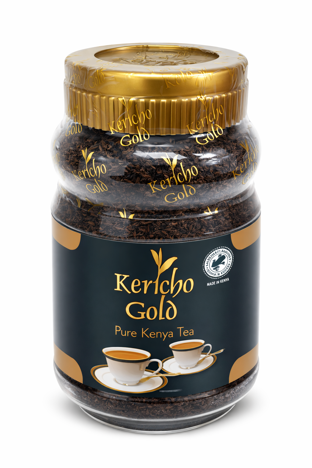 Kericho Gold Pure Kenya Tea Granules – Premium Instant Black Tea from Kenya – Rich Bold African Tea Flavor – Smooth Strong Breakfast Tea, Fast Dissolving Granulated Tea Powder for Hot or Iced Tea – Authentic Kenyan Tea Jar