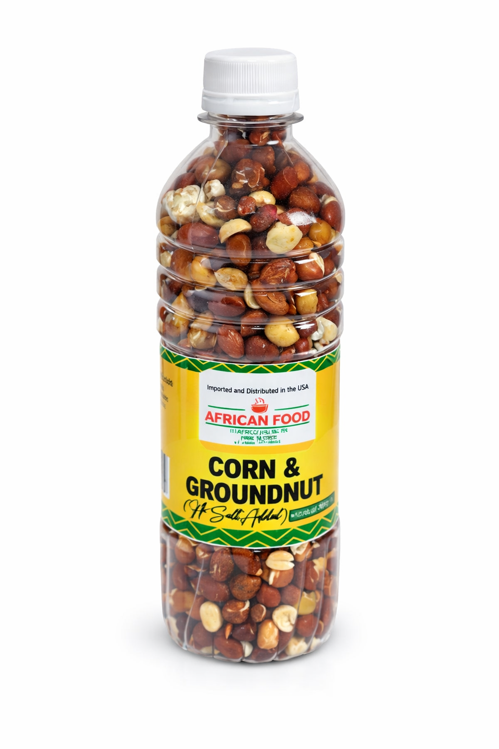 AFRICAN FOOD Corn & Groundnut Hot & Salty Snack Mix – Roasted Peanuts and Corn Crunchy African Snack, Protein Rich Savory Party Snack, Nigerian Style Groundnut Mix, Ready to Eat Spicy Nut Snack Bottle, Traditional African Street Food Flavor