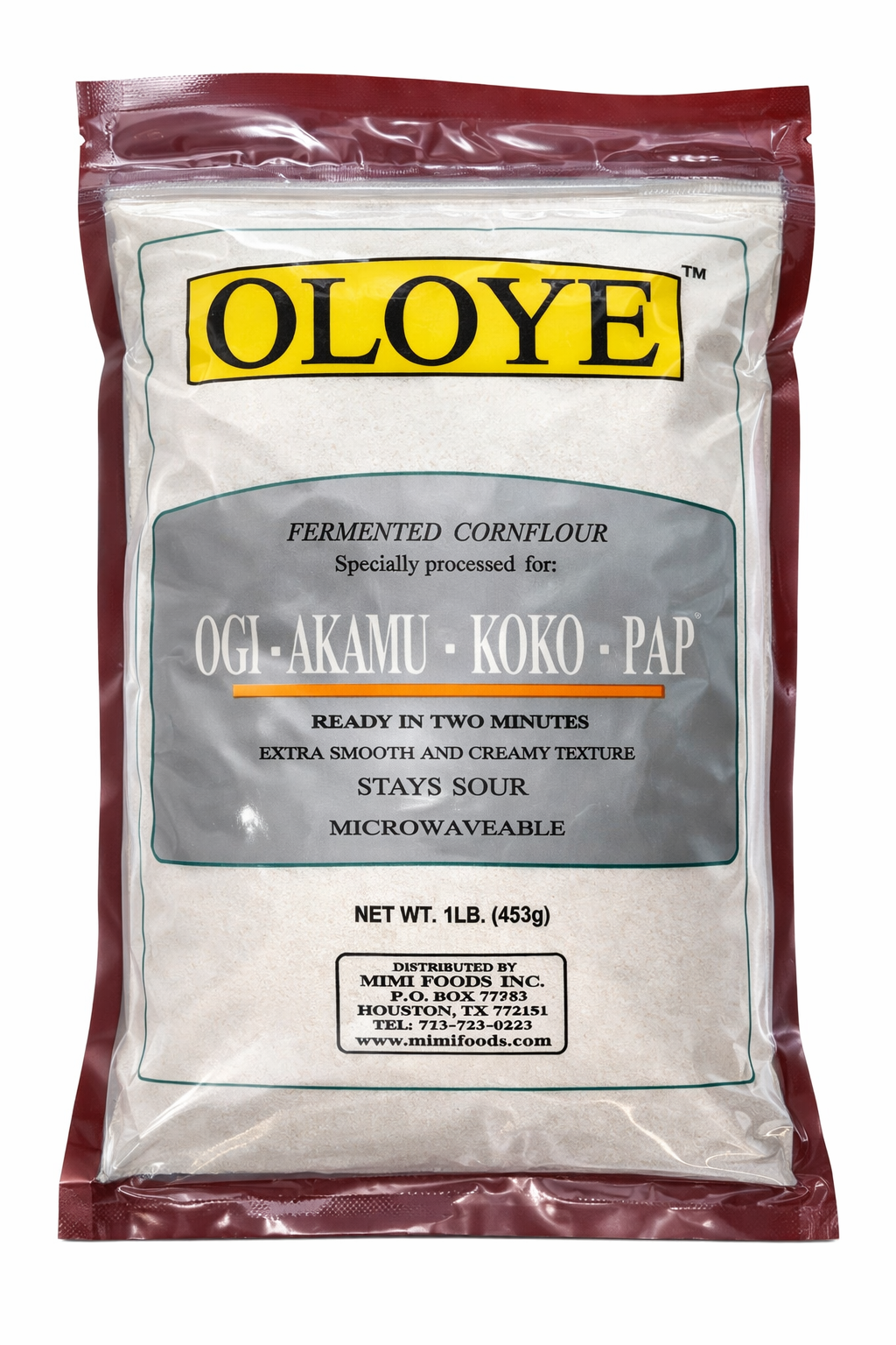 Oloye Fermented Cornflour for Ogi Akamu Koko Pap 1lb (453g) – Traditional African Fermented Corn Meal, Instant Smooth Pap Porridge Mix, Nigerian Breakfast Ogi Flour, Non-GMO Corn Flour for Baby Pap, Gluten Free African Food Pantry Staple