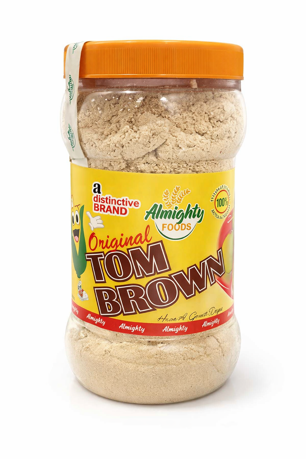 Almighty Foods Original Tom Brown Multigrain Cereal Flour – Traditional African Nutritional Porridge Mix, High Protein Whole Grain Blend, Natural Energy Breakfast Meal, Baby & Family Nutrition Powder, Healthy Instant Porridge (Large Jar)