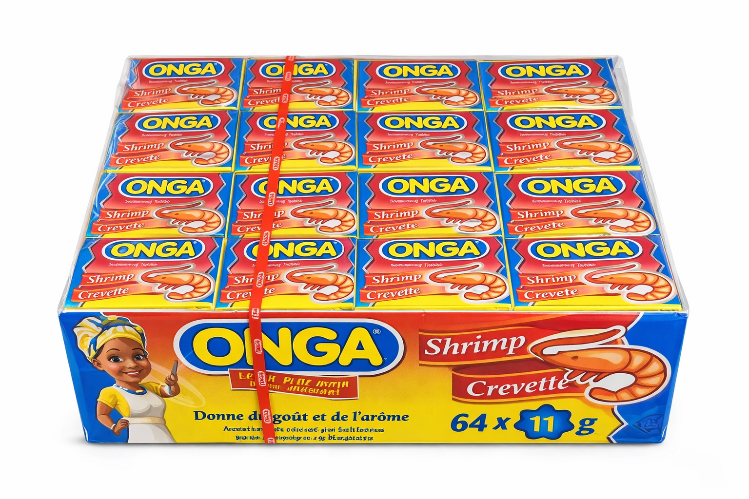ONGA Shrimp Seasoning Cubes 64 Count (11g Each) | Crevette Flavor Bouillon Cubes | African Shrimp Stock Cubes for Rice, Stews, Soups, Sauces & Traditional Cooking