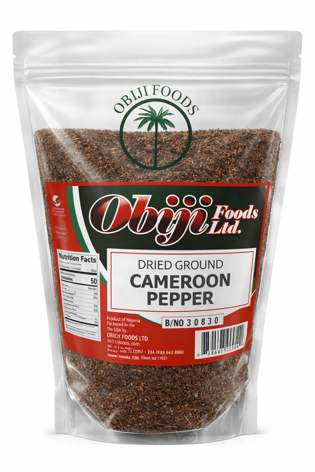 Obiji Foods Dried Ground Cameroon Pepper – Authentic African Hot Pepper Powder, Extra Spicy Smoked Cameroon Chili, 100% Natural, No Additives, Premium West African Spice for Soups, Stews & Grilling