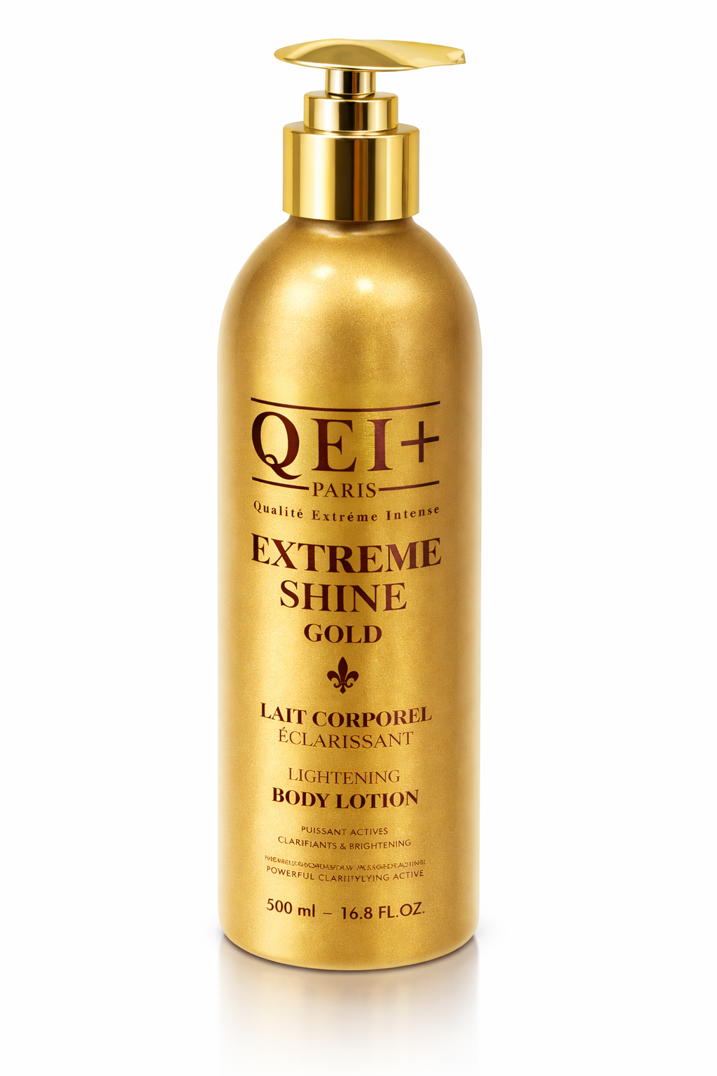 QEI+ Paris Extreme Shine Gold Lightening Body Lotion 500ml, Brightening & Clarifying Skin Moisturizer, Gold Infused Body Lotion for Even Tone, Radiant Glow, Dry & Dull Skin Care