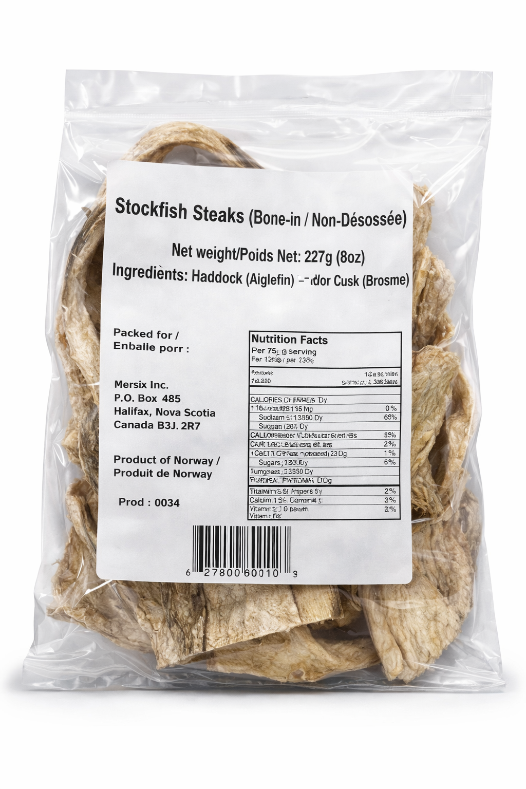 Stockfish Steaks Bone-In 8oz (227g) – Traditional Norwegian Air-Dried Fish – Premium Dried Haddock & Cusk – Wild Caught, Natural Protein-Rich Seafood – Authentic European Stock Fish for African, Caribbean & Global Cuisine