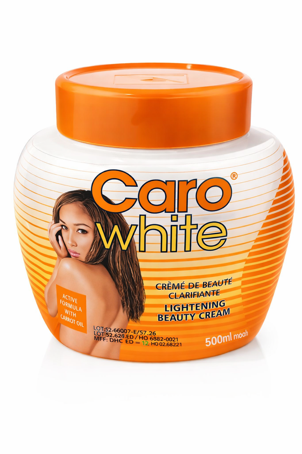 Caro White Lightening Beauty Cream with Carrot Oil 500ml – Skin Brightening & Clarifying Body Cream for Even Skin Tone, Deep Moisturizing Nourishing Lotion for Dry & Dull Skin