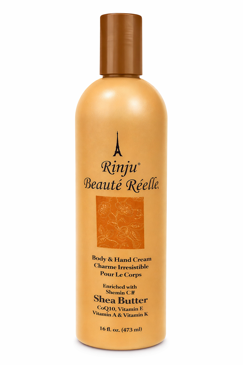 Rinju Beauté Réelle Body & Hand Cream with Shea Butter, CoQ10 & Vitamins A E K – Deep Moisturizing Lotion for Dry Skin, Non Greasy Hydrating Cream for Hands & Body, 16 fl oz