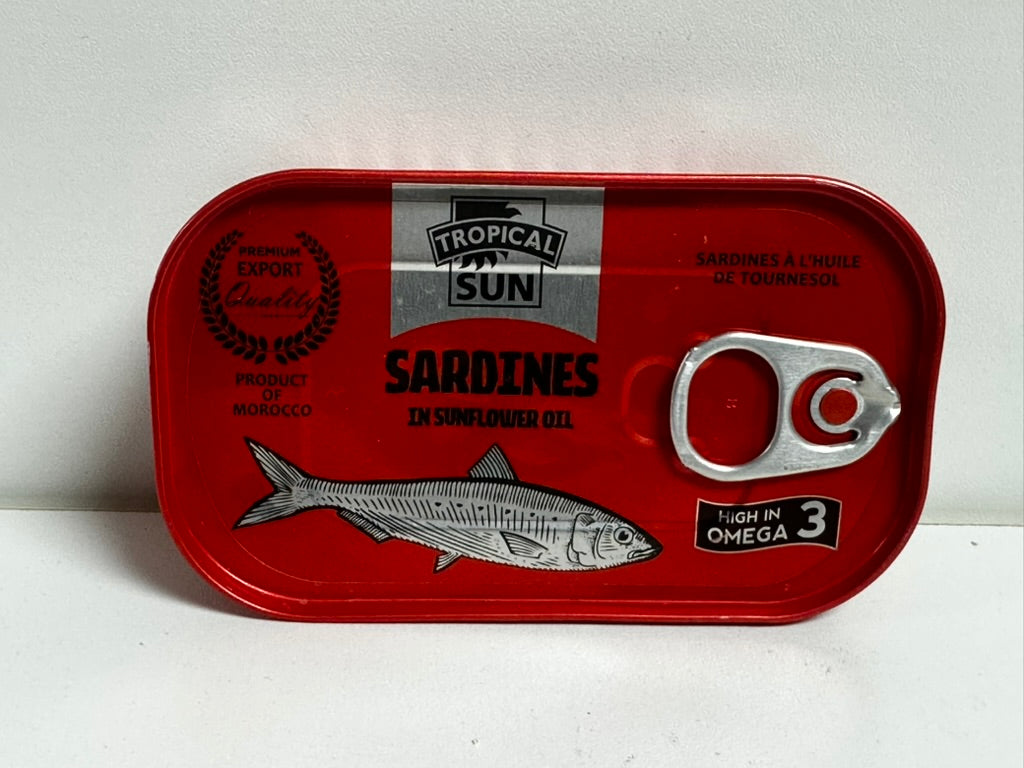 Tropical Sun Sardines in Sunflower Oil – Premium Canned Sardines Rich in Omega-3 (125g) - 4pk