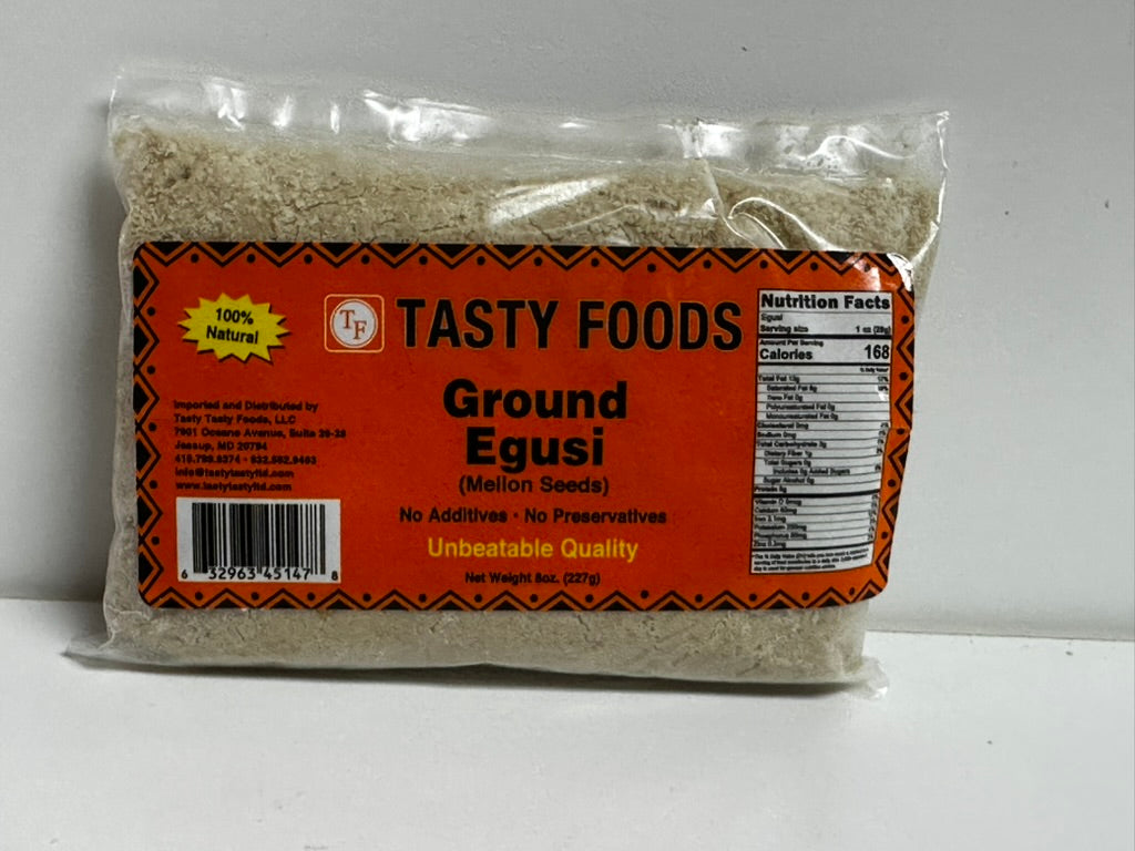 Tasty Foods Ground Egusi (Melon Seeds) – 100% Natural & Preservative-Free (8 oz)