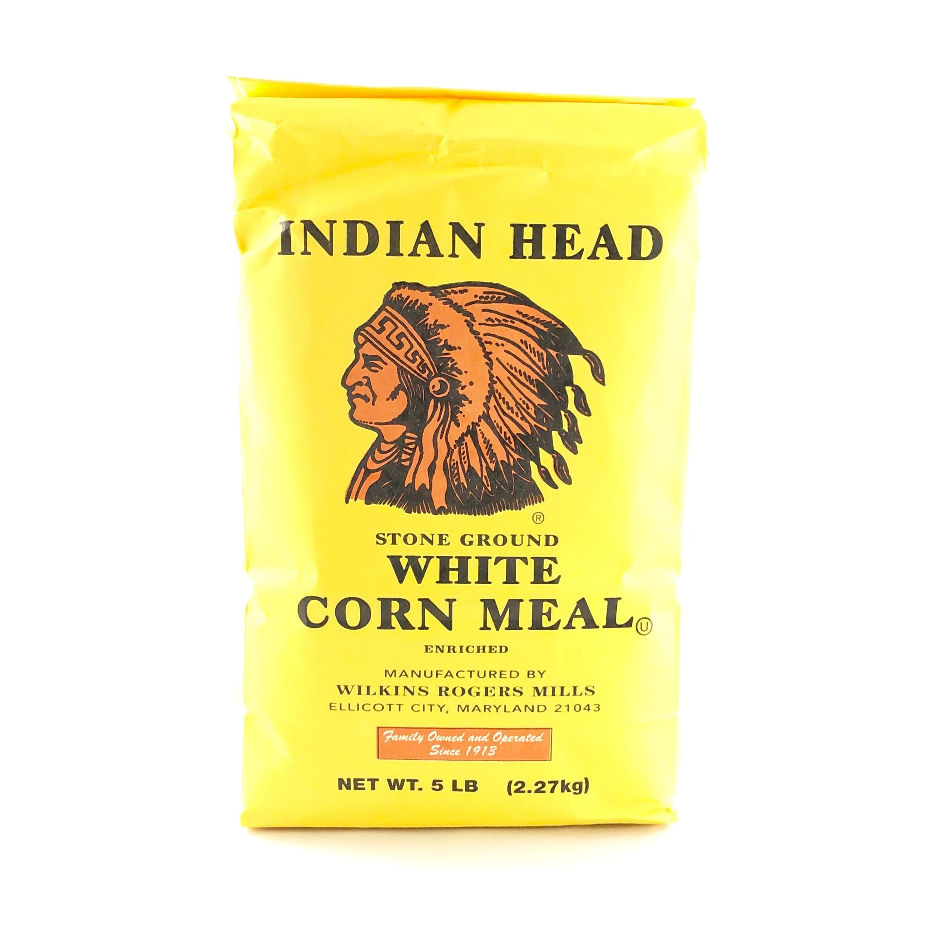 Indian Head Stone Ground White Corn Meal – Premium Enriched Corn Meal for Authentic Cooking & Baking | 5 lb (2.27 kg)