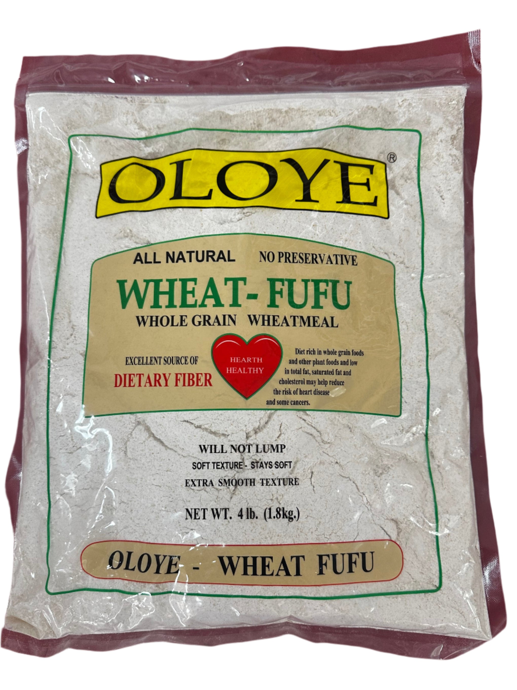 Oloye Wheat Fufu – All-Natural Whole Grain Wheatmeal | Soft & Smooth Texture | 4lb (1.8kg)