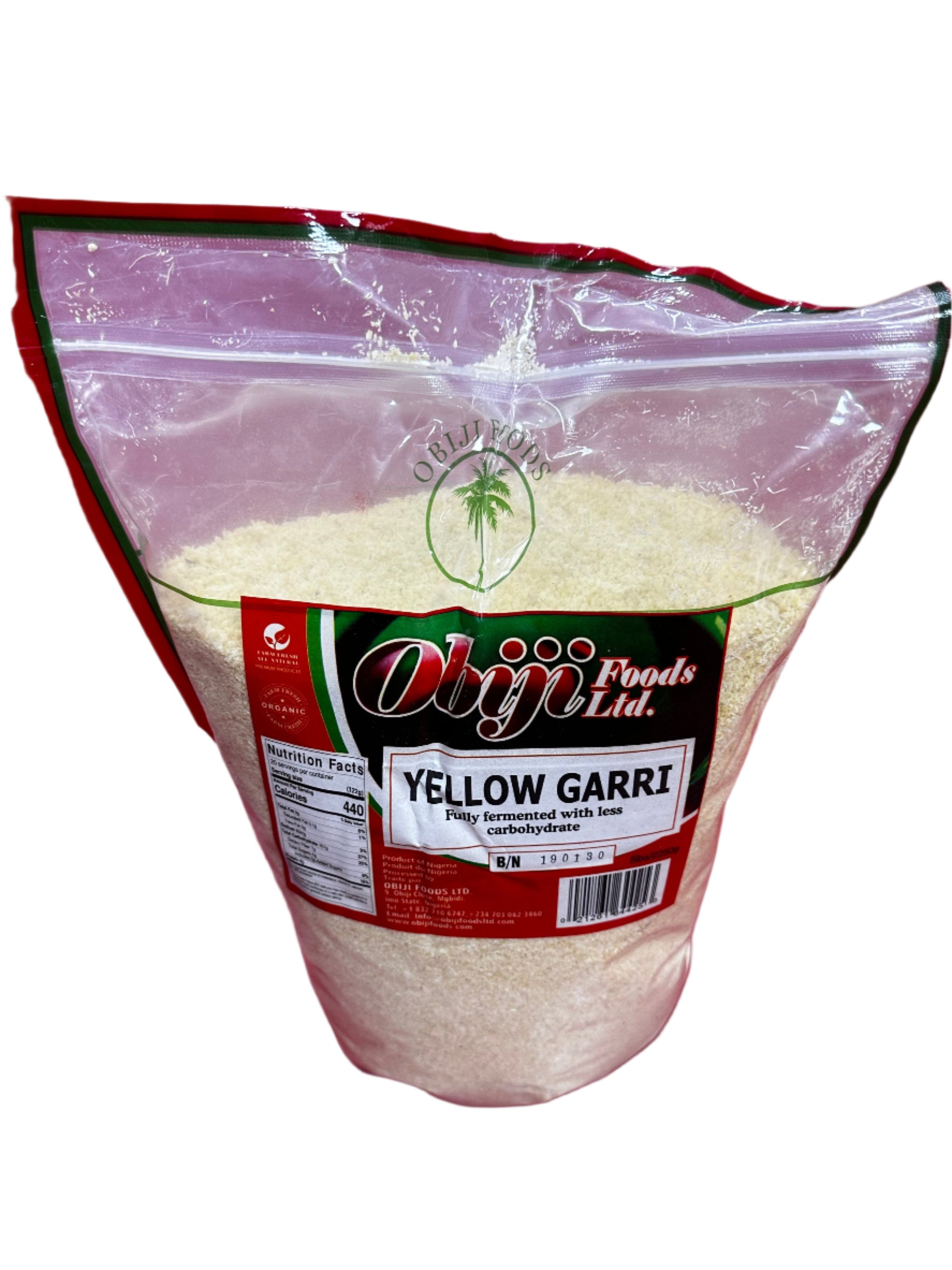 Obiji Foods Yellow Garri – Fully Fermented, Low-Carb, Premium Cassava Flour | 5lbs Pack