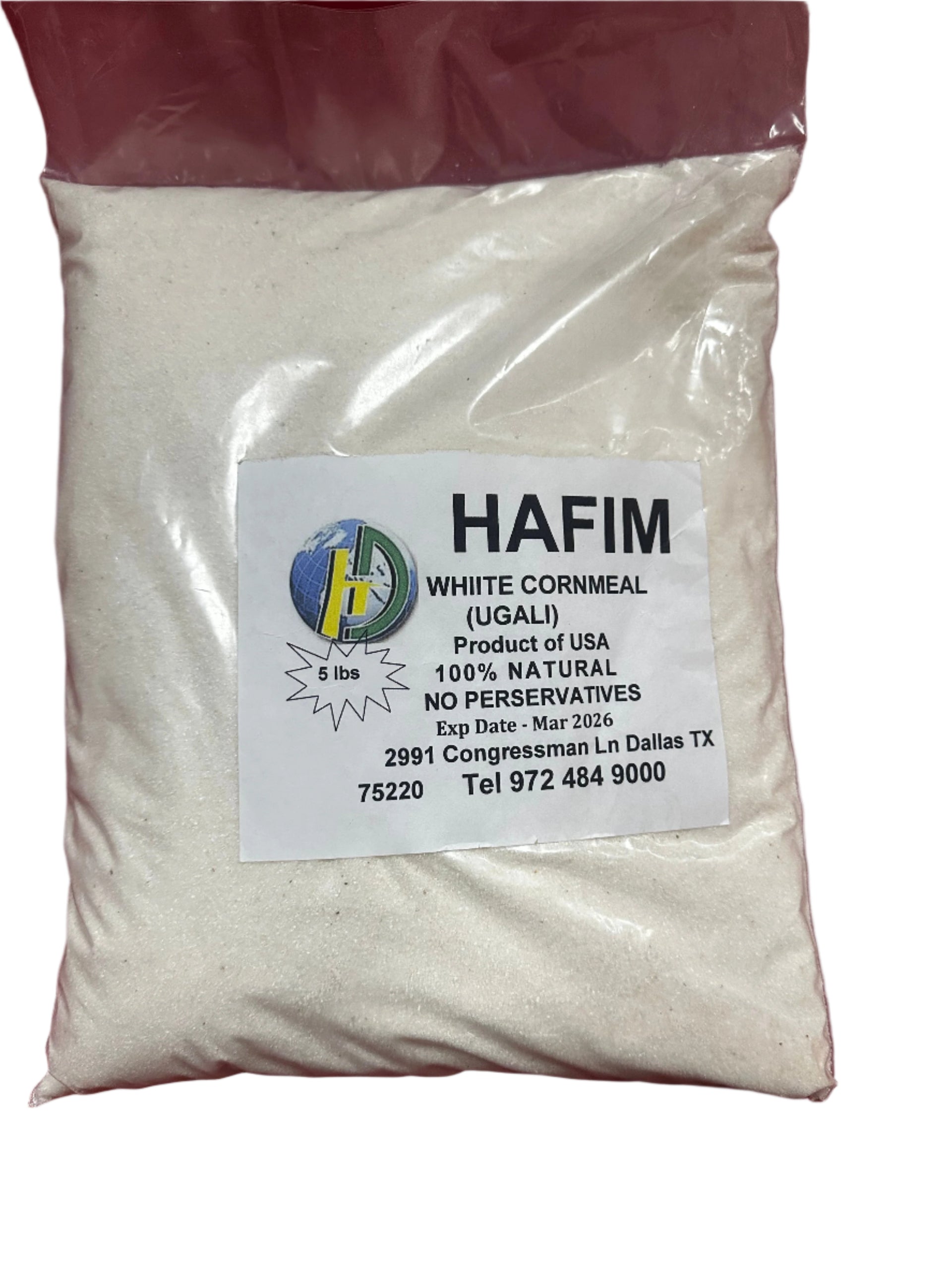 Hafim White Corn meal – 100% Natural Ugali Flour | No Preservatives | 5lb Bag