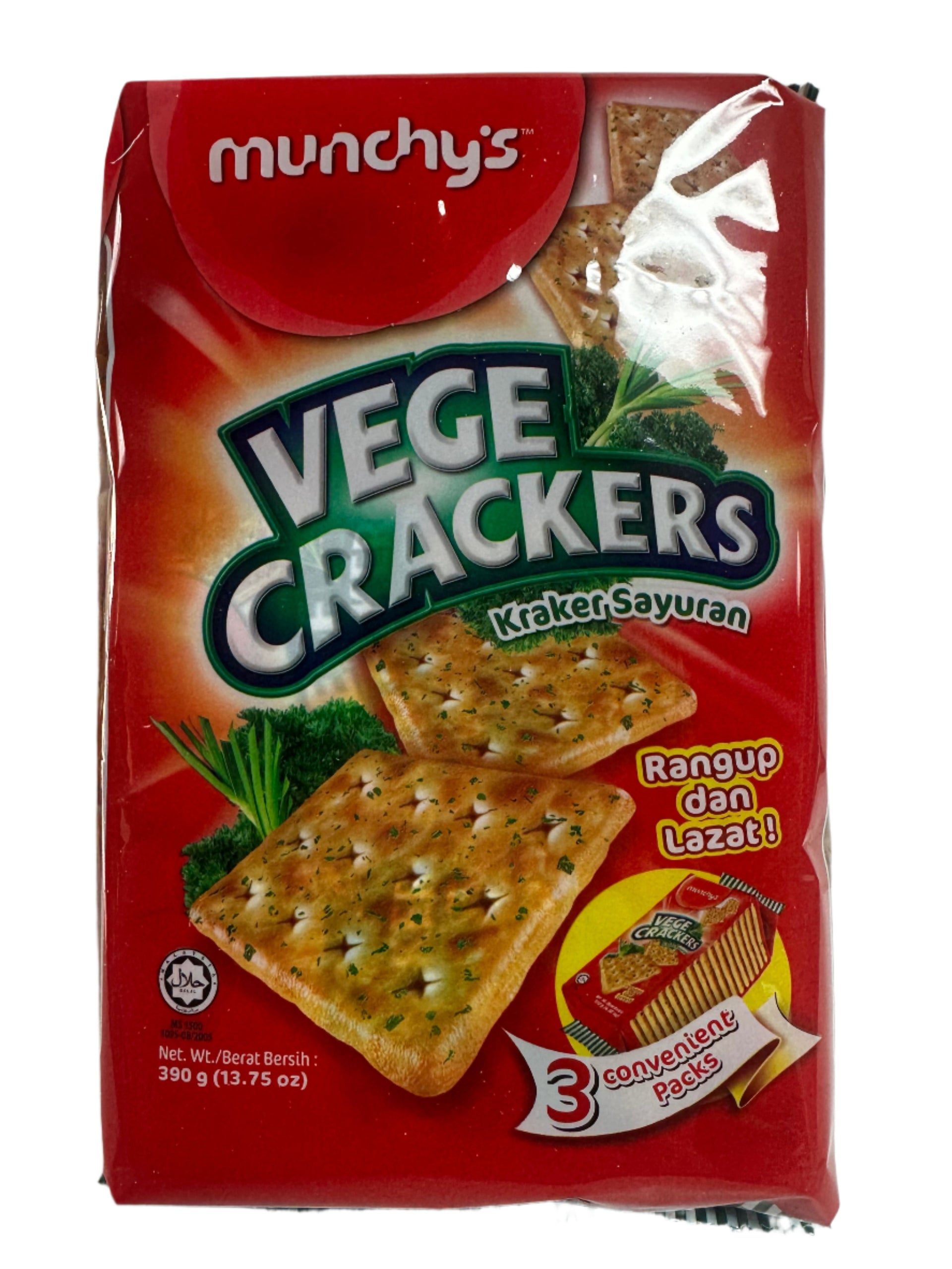 Munchy’s Vege Crackers – Crispy, Savory, & Delicious | 390g | 3 Convenient Packs