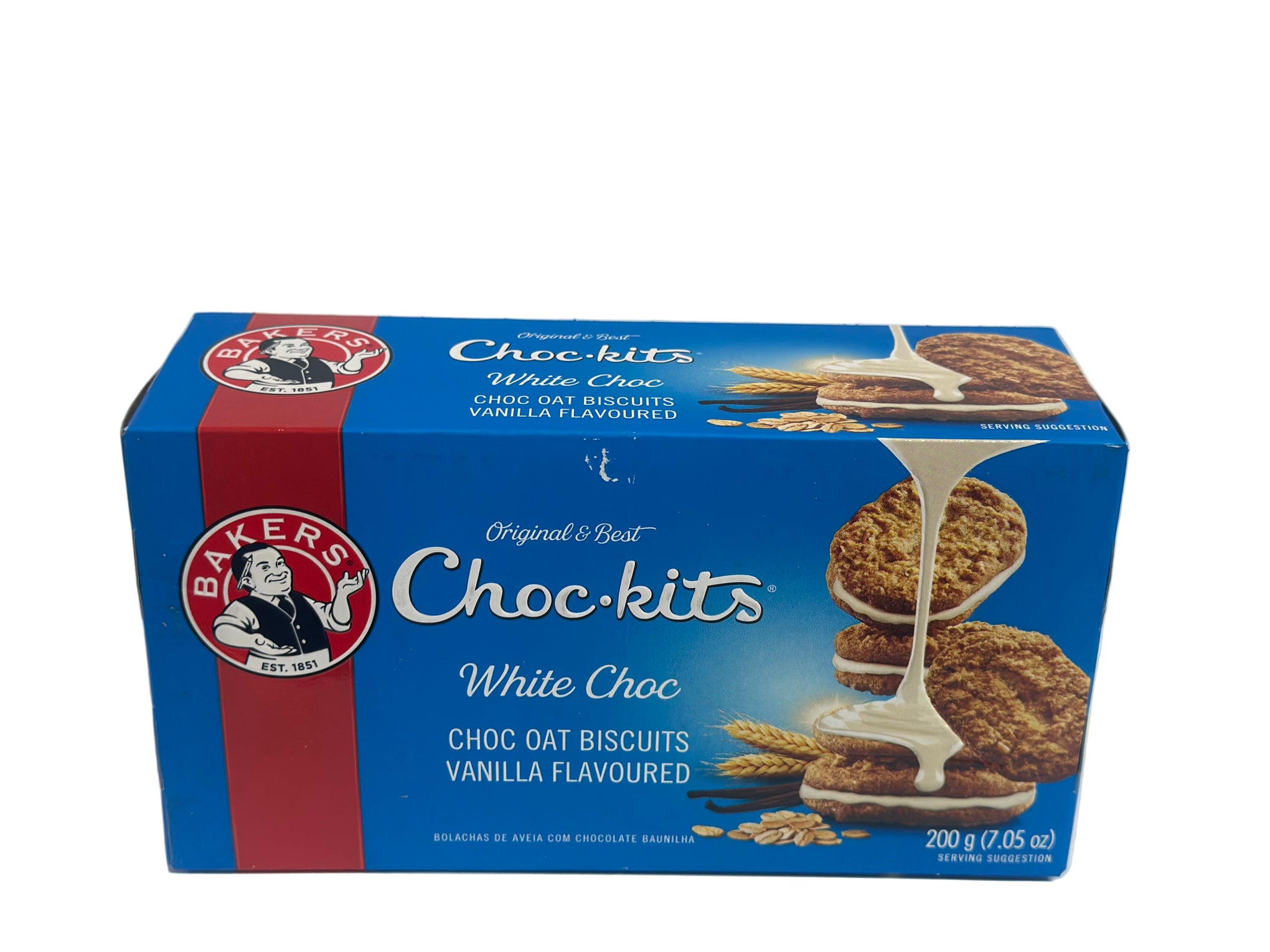 Bakers Choc-Kits White Choc Oat Vanilla Flavoured Biscuits – Pack of 5 (200g Each)