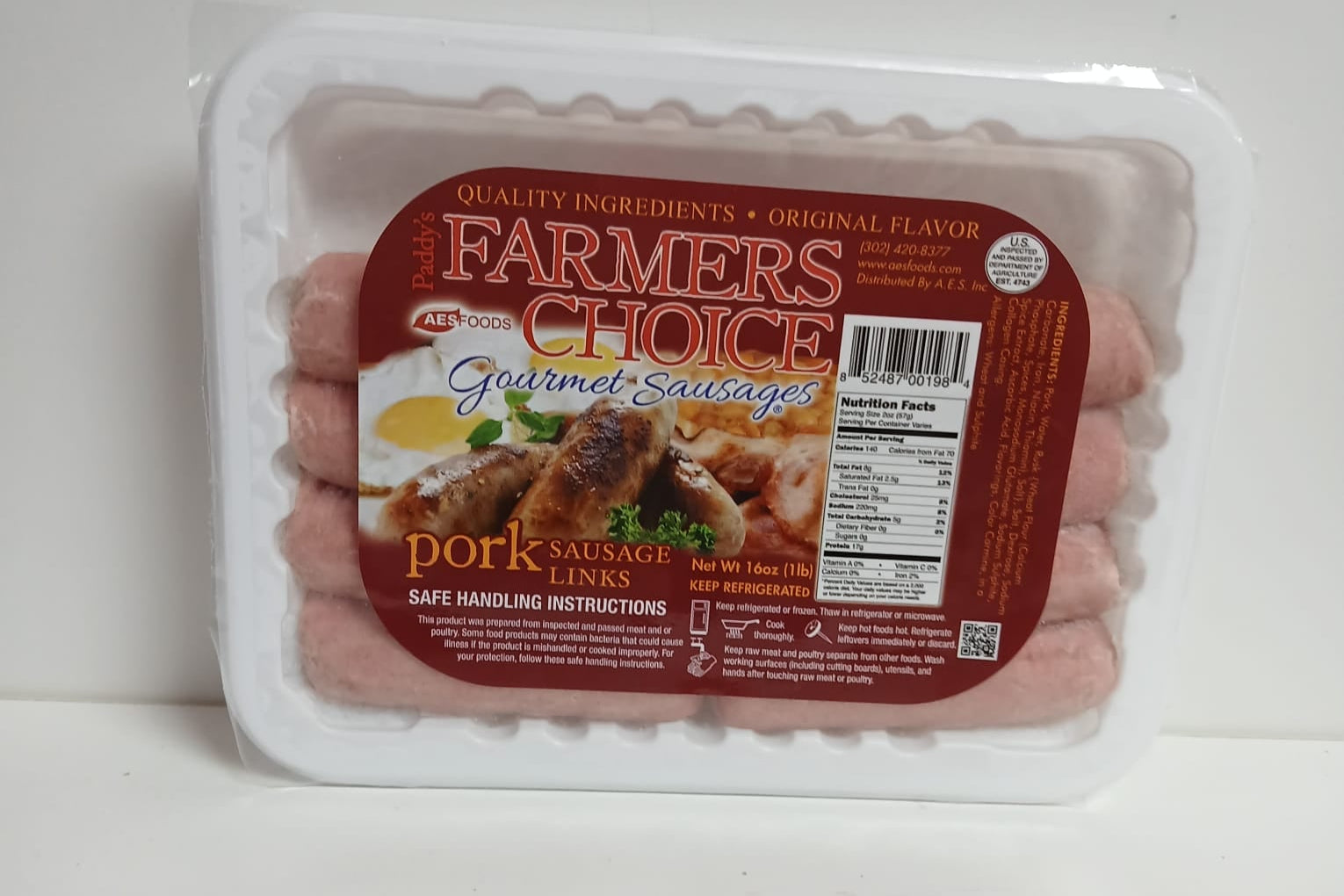 Farmers Choice Gourmet Pork Sausages - 16oz (1lb)