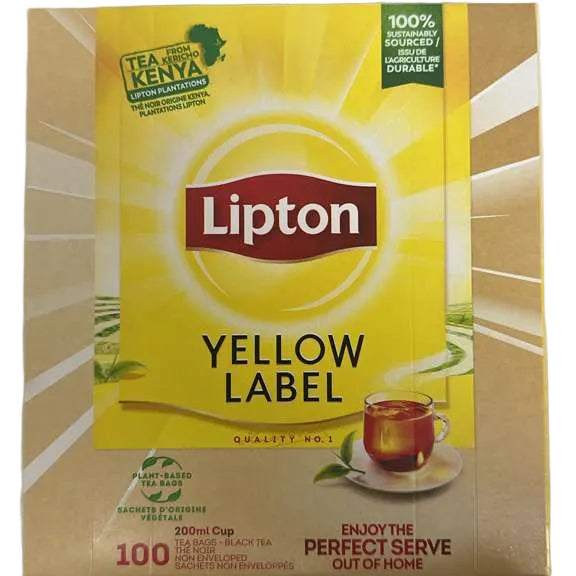 Lipton Yellow Label Black Tea Bags 100 Count – Premium Kenyan Black Tea, Strong Smooth Flavor, Rich Aroma, Plant-Based Tea Bags, Hot or Iced Tea, Breakfast Tea, Everyday Classic Black Tea for Home, Office and Foodservice