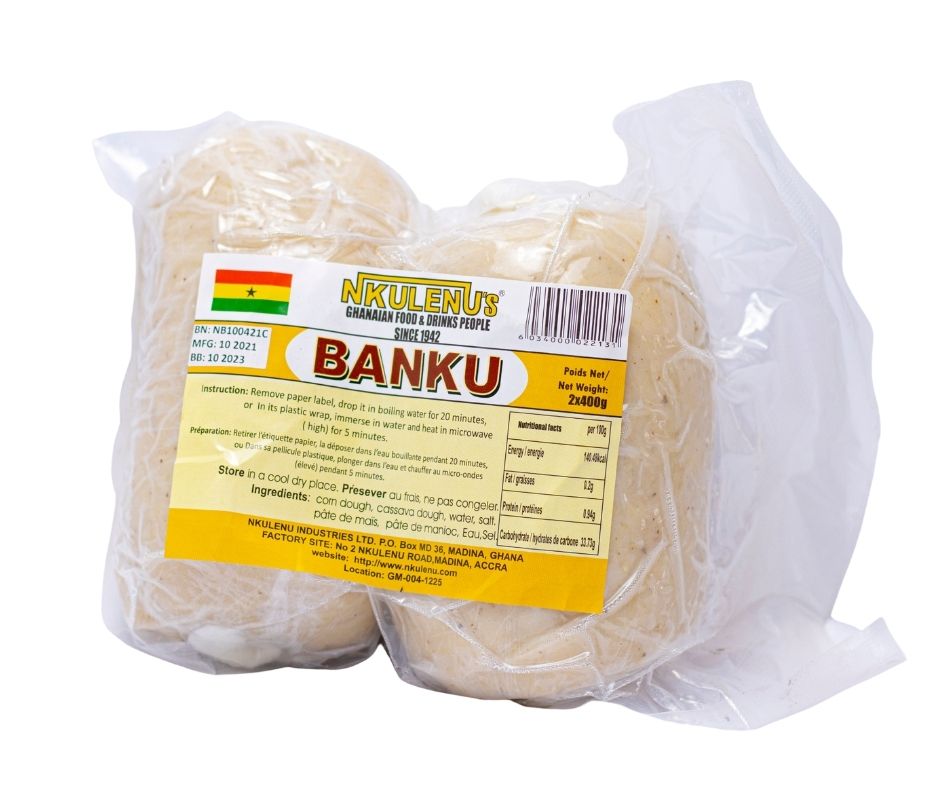 NkuleNu’s Authentic Banku Ghanaian Staple Meal Pre Cooked Corn Cassava Dough Traditional West African Cuisine Ready Heat Serving Family Size 2400g Gluten Free Naturally Fermented