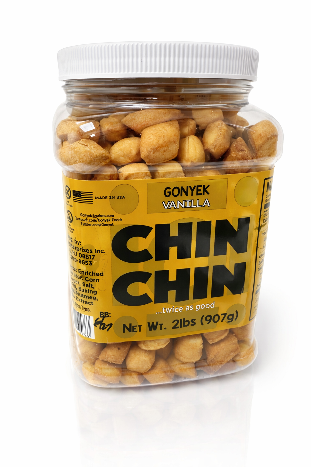 Chin Chin Snack – Authentic West African Fried Dough Bites – Vanilla Flavored, Crunchy, and Sweet – Nigerian Pastry Snack – 2 lbs (907g) Jar – African Snack for Parties, Kids, and Everyday Munching – Made in USA