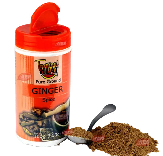 Tropical Heat Pure Ground Ginger Spice 100g (3.53oz) | Premium Quality Dried Ginger Powder for Cooking, Baking, Herbal Tea, Smoothies & Wellness | Natural, Non-GMO, Gluten-Free, Aromatic & Pungent Flavor