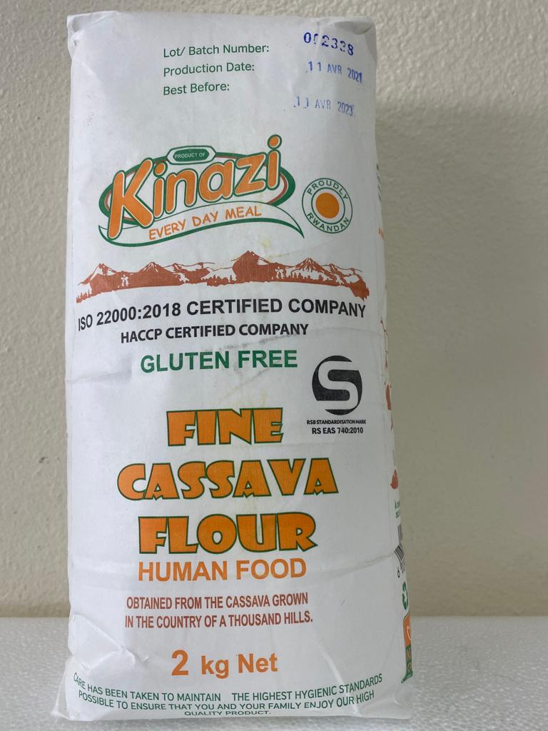 Kinazi Fine Cassava Flour 2kg Gluten Free | 100% Pure Cassava Flour for Fufu, Ugali, Gari, Baking, Cooking, African & Caribbean Food | Paleo Friendly, Grain Free, Wheat Free, All Natural Human Food