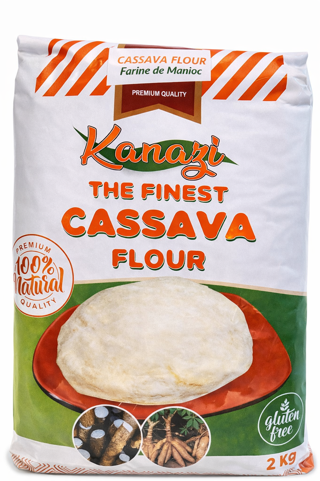 Kanazi The Finest Cassava Flour 2kg | 100% Natural Premium Quality | Gluten-Free, Grain-Free, Paleo & Whole30 Approved | All-Purpose Yuca Flour for Baking, Cooking, Frying, Fufu, Keto, Vegan & Gluten-Free Recipes