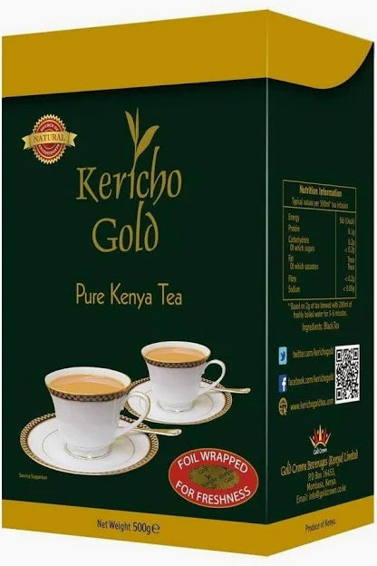 Kericho Gold Pure Kenyan Tea | Premium African Black Tea Rich Flavor Foil Wrapped Freshness 500g