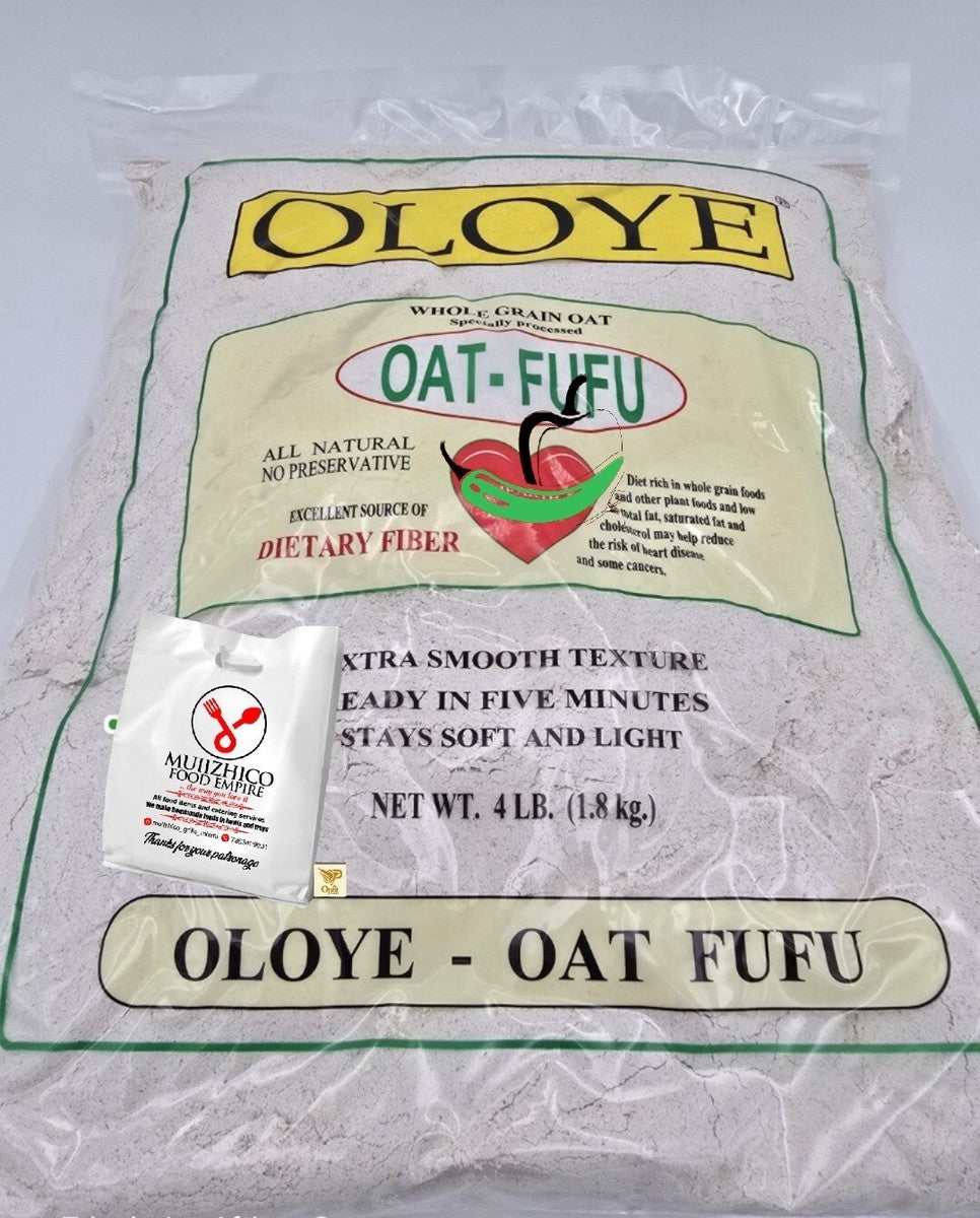 Oloye Oat Fufu 4 lb (1.8kg) | Whole Grain Oat Fufu Flour | Extra Smooth Nigerian African Swallow | Healthy Oats Fufu Alternative | High Fiber | No Preservatives | Quick & Easy Fufu Mix